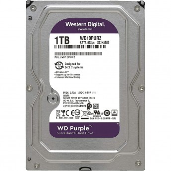 Жесткий диск WESTERN DIGITAL PURPLE WD10PURZ, 1ТБ, HDD, SATA III, 3.5"