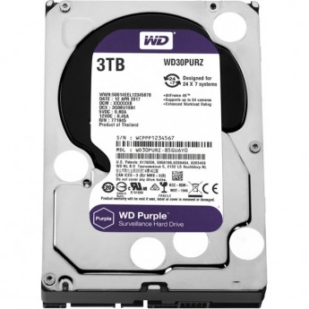 Жесткий диск WESTERN DIGITAL PURPLE WD30PURZ, 3ТБ, HDD, SATA III, 3.5"