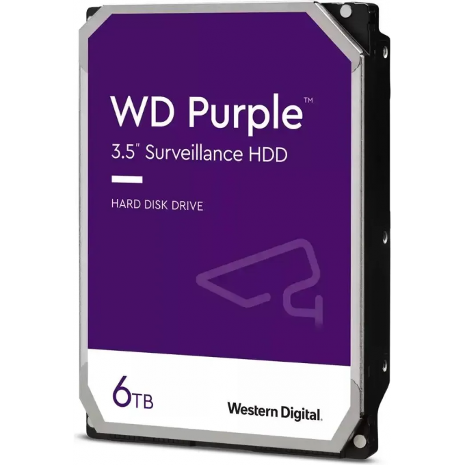 Жесткий диск WESTERN DIGITAL PURPLE , 6ТБ, HDD, SATA III, 3.5" WD64PURZ