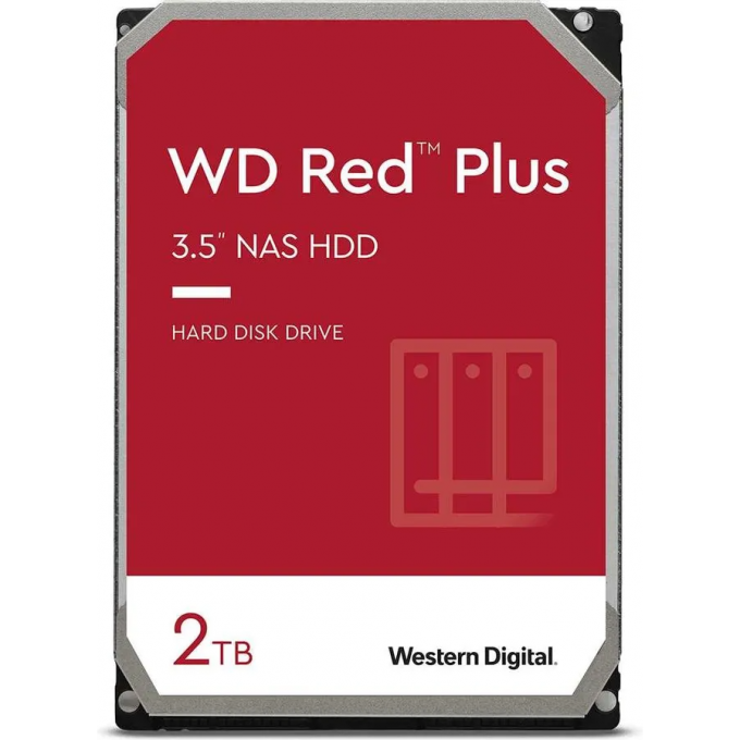 Жесткий диск WESTERN DIGITAL RED PLUS , 2ТБ, HDD, SATA III, 3.5" WD20EFZX