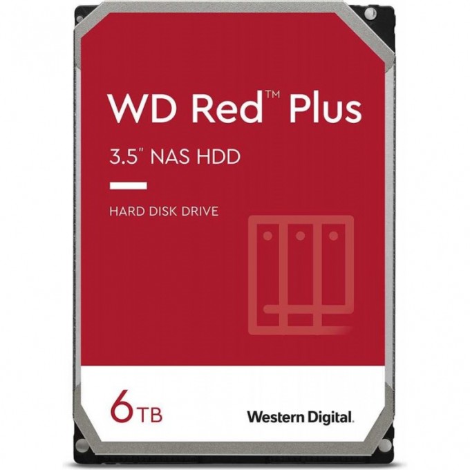 Жесткий диск WESTERN DIGITAL RED PLUS , 6ТБ, HDD, SATA III, 3.5" WD60EFZX