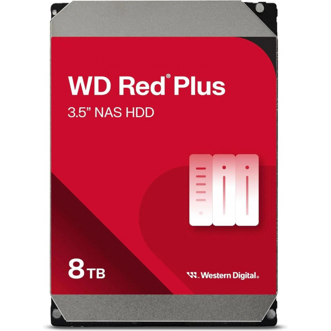 Жесткий диск WESTERN DIGITAL Red Plus , 8ТБ, HDD, SATA III, 3.5" WD80EFPX